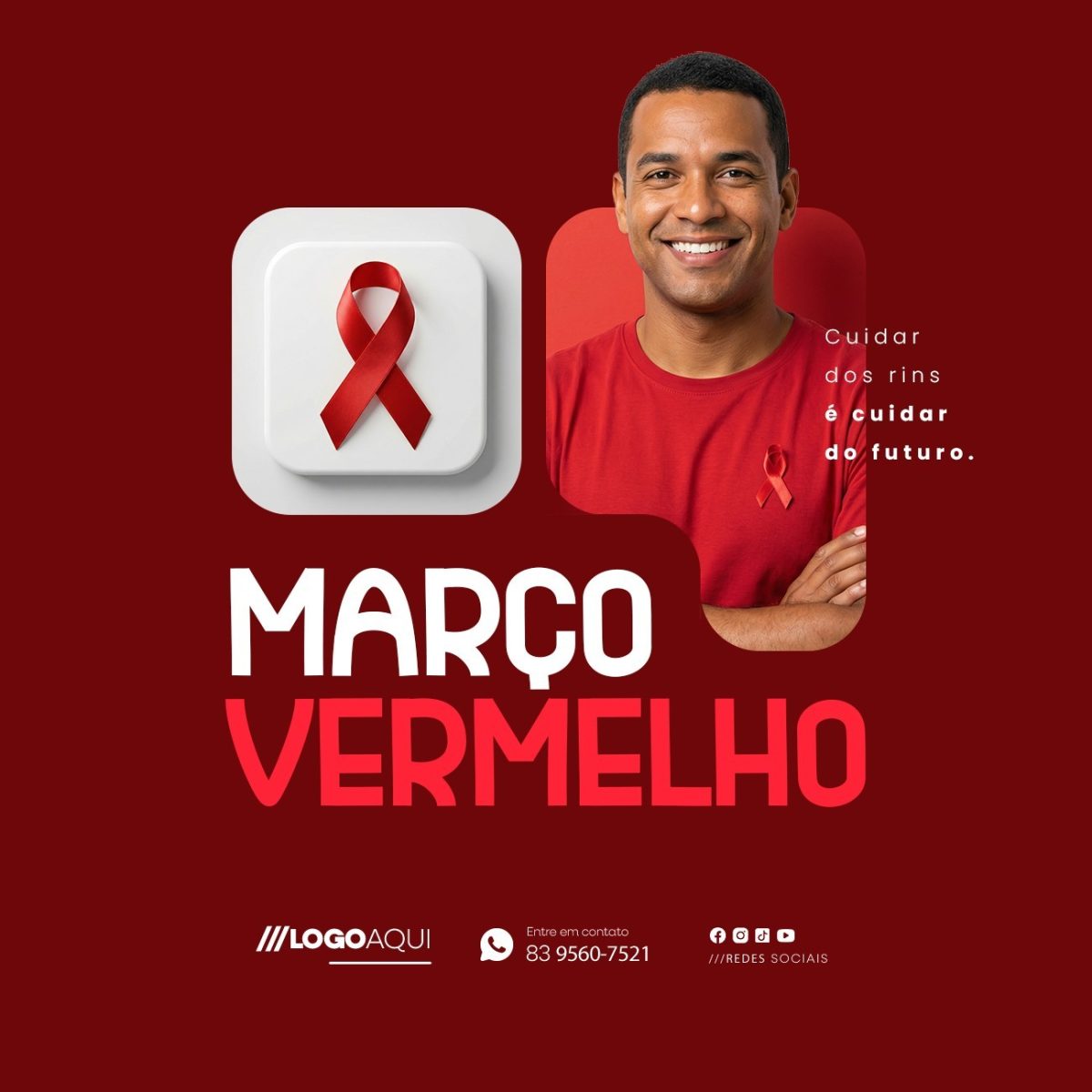 Março Vermelho Cuidar dos Rins é Cuidar do Futuro PSD Editável