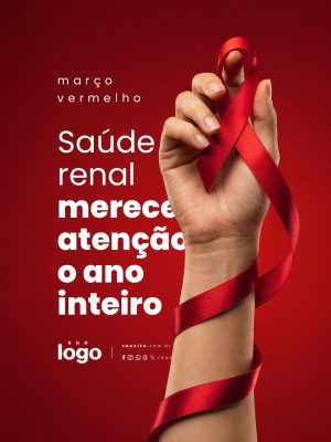 Março Vermelho Saúde Renal Atenção O Ano Inteiro PSD Editável