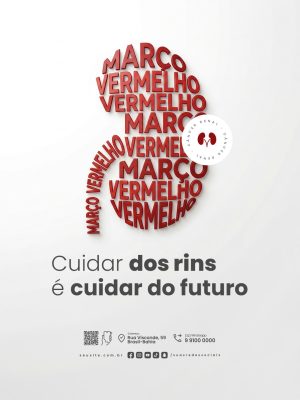 Março Vermelho Câncer Renal Cuidar do Futuro PSD Editável