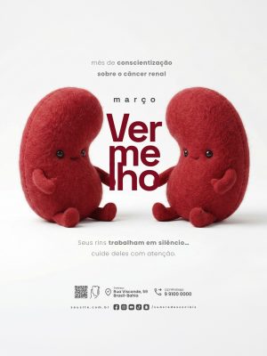 Março Vermelho Câncer Renal Seus Rins Trabalham em Silêncio PSD Editável