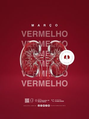 Março Vermelho Mês de Conscientização Sobre Câncer Renal PSD Editável