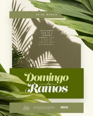 Domingo de Ramos Mensagem Semana Santa Folha PSD Editável
