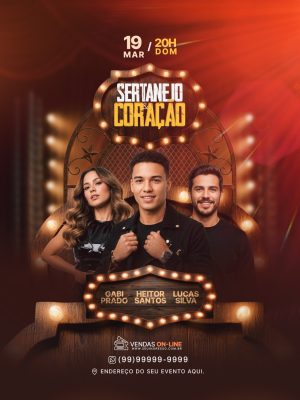 Sertanejo Coração 19 Março 20 Horas Festa Evento PSD Editável