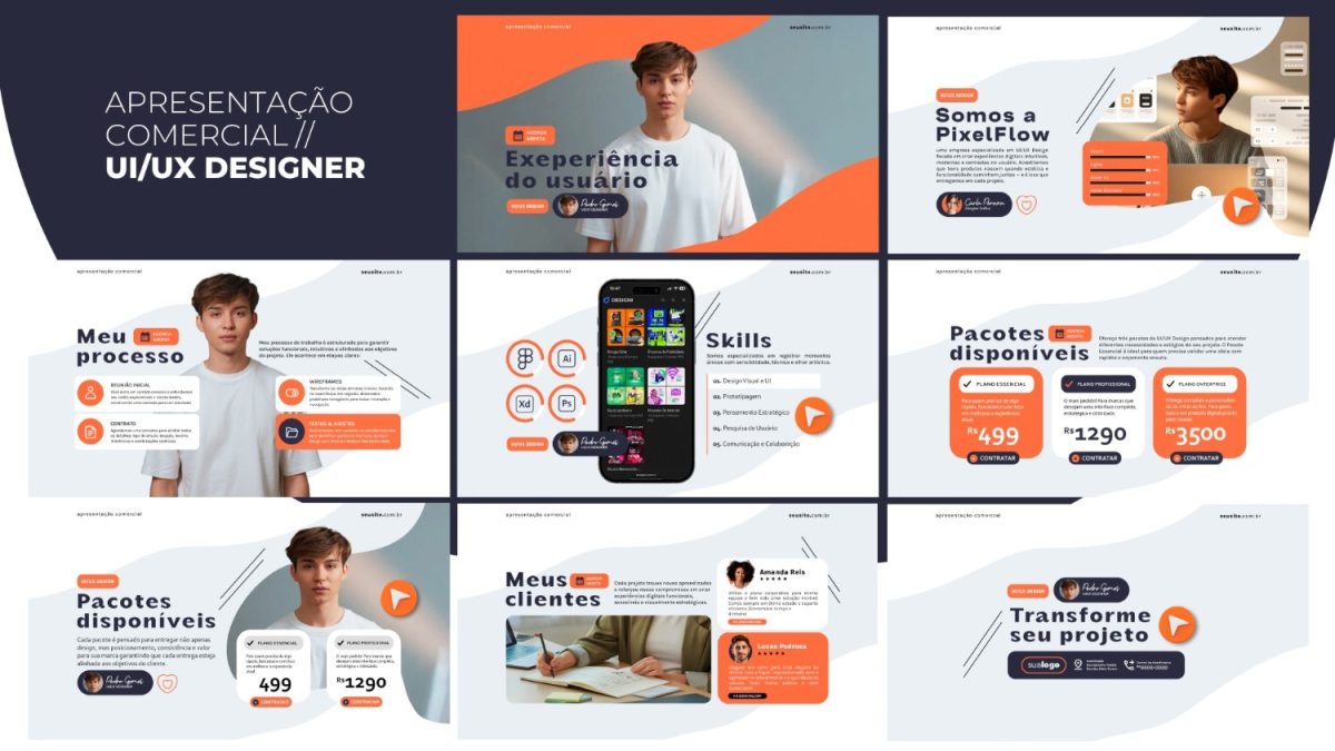 Apresentação Comercial UI/UX Designer PSD Editável