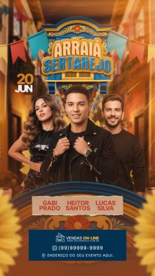 Arraial Sertanejo 20 JUN com Gabi Prado Heitor Santos Lucas Silva PSD Editável