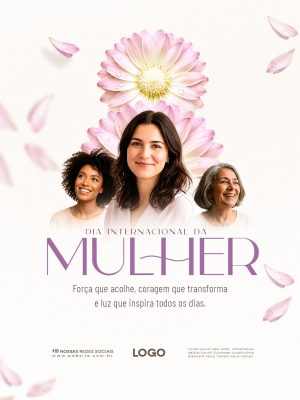 Dia Internacional da Mulher Força e Coragem Banner PSD Editável