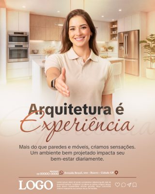 Arquitetura é Experiência Projeto de Interiores Imóveis PSD Editável