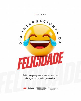 Felicidade 20 Mar Dia Internacional Emoji Sorriso PSD Editável