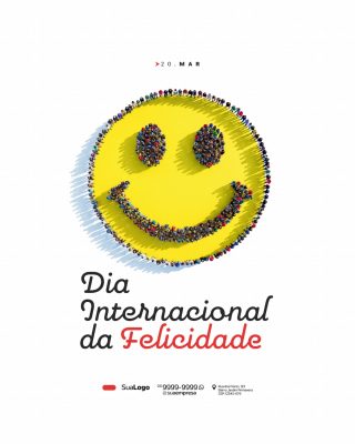 Dia Internacional da Felicidade Emoji Gente de Felicidade PSD Editável
