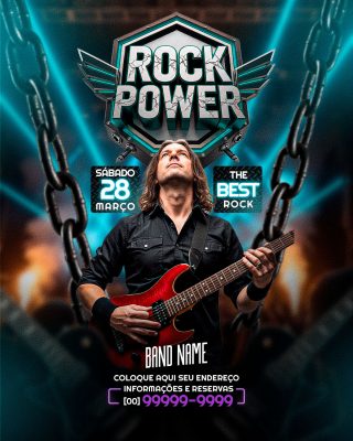 Flyer Rock Power The Best Rock Evento Musical Festivo PSD Editável