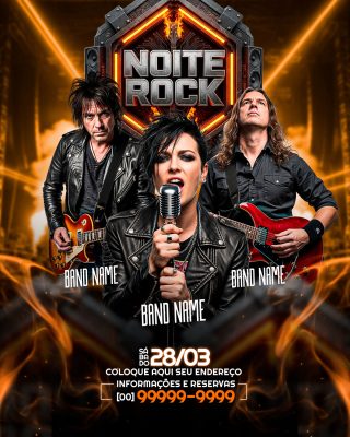 Flyer Noite Rock Festival 28/03 Bandas Convidadas Evento PSD Editável