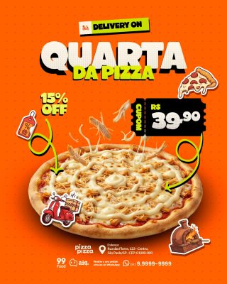 Quarta da Pizza Delivery On Cupom 39,90 PSD Editável
