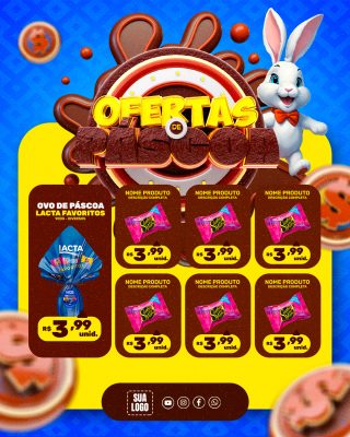 Encarte Ofertas de Páscoa Chocolates PSD Editável