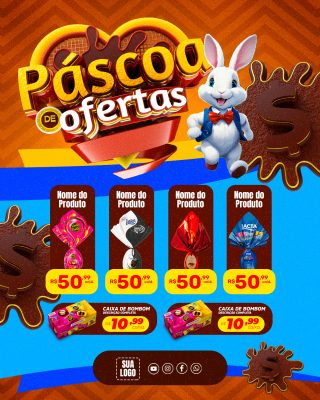 Encarte Páscoa de Ofertas Chocolates PSD Editável