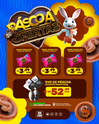 Encarte Páscoa de Ofertas Chocolates PSD Editável