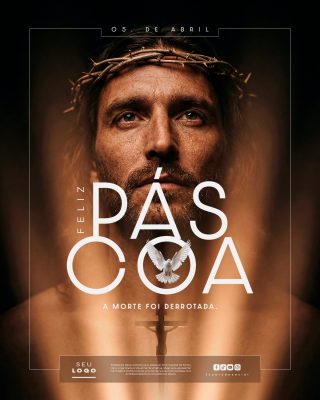 Feliz Páscoa 05 de Abril A Morte Foi Derrotada PSD Editável