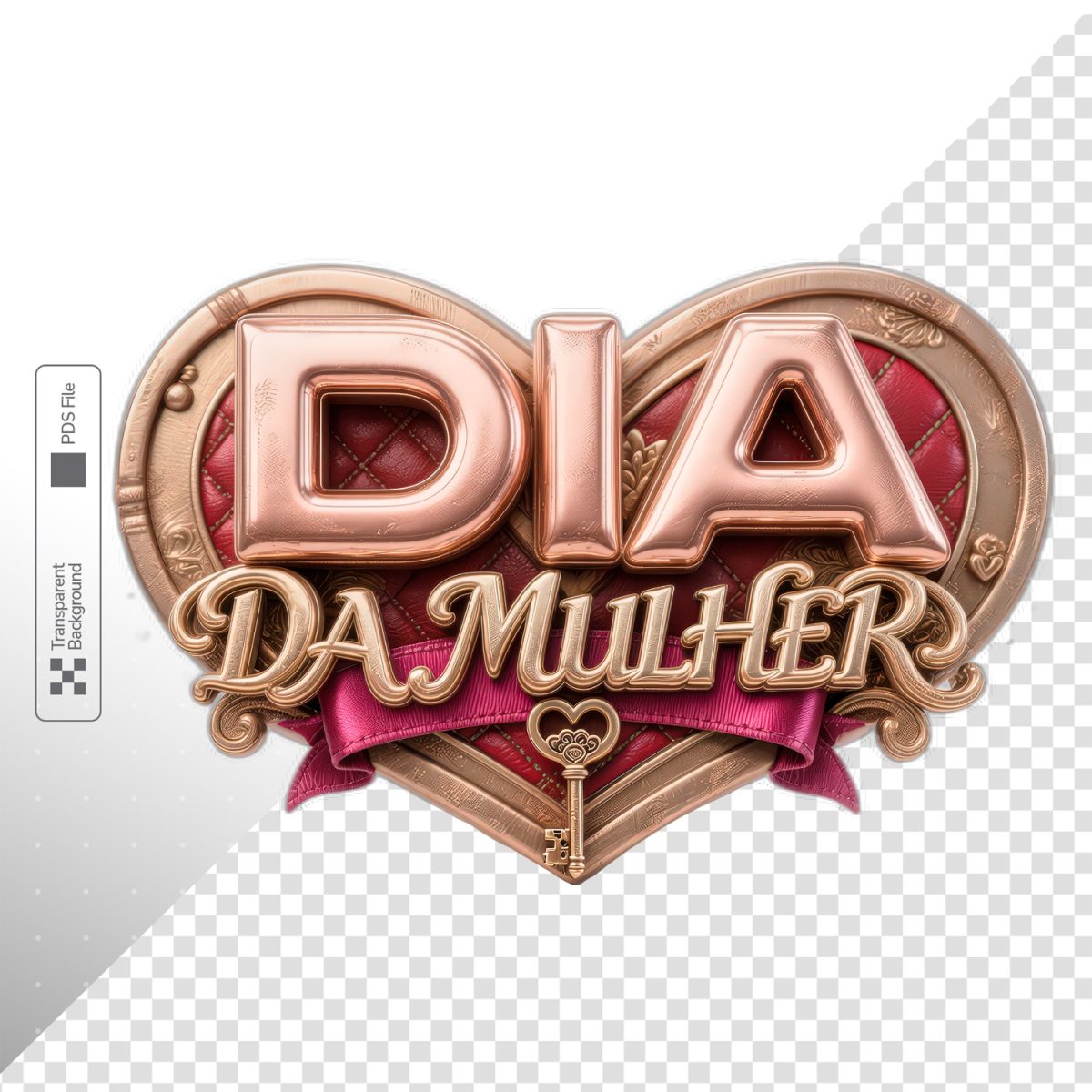 Dia da Mulher Dourado e Vermelho Celebração de Luxo PSD Editável