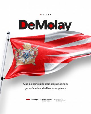 DeMolay 18 Mar Dia da Ordem Bandeira Festiva PSD Editável