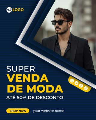 Venda de Moda Super Desconto Até 50 Por Cento Oferta PSD Editável