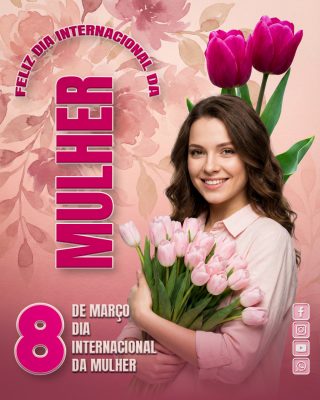 Mulher Feliz Dia Internacional da Mulher 8 de Março PSD Editável