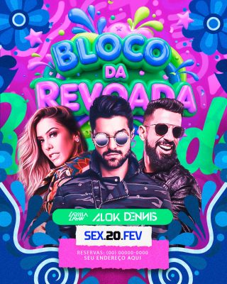 Bloco da Revoada Sex 20 Fev Banner Musical PSD Editável