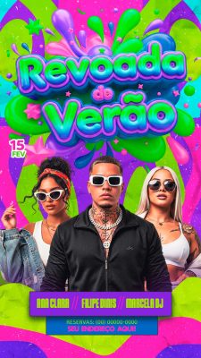 Revoada de Verão 15 Fev Convite PSD Editável