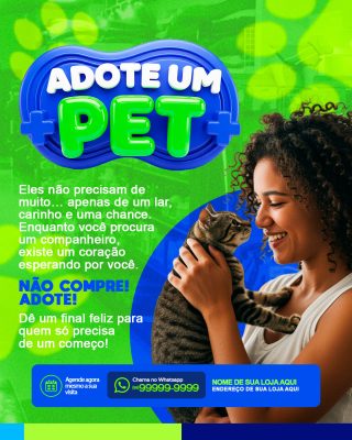 Adoção de Pet Salve uma Vida Adote! PSD Editável