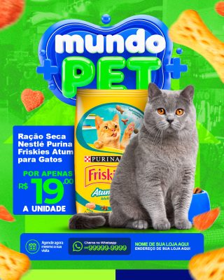 Mundo Pet Oferta Arrasadora Ração Friskies Atum PSD Editável