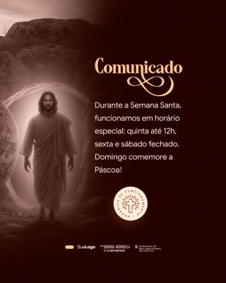 Páscoa Comunicado Horário Especial Semana Santa PSD Editável