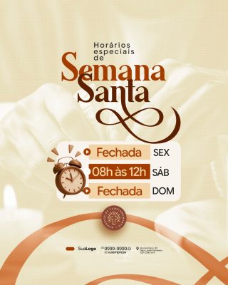 Semana Santa Horários Especiais Comércio Template PSD Editável