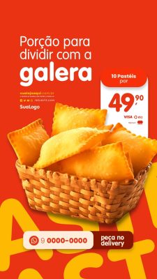 Story Pastelaria Pastéis para Dividir Com a Galera PSD Editável