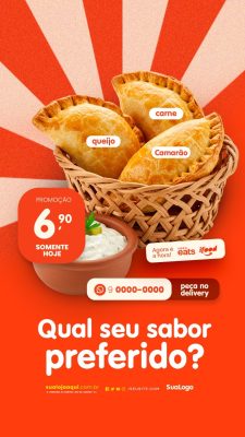 Story Pastelaria Promoção Pastel 6,90 Hoje Quais Sabores Preferidos PSD Editável