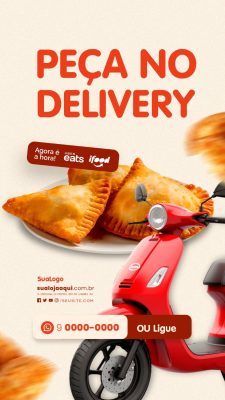 Story Pastelaria Delivery Peça Agora Pastéis PSD Editável