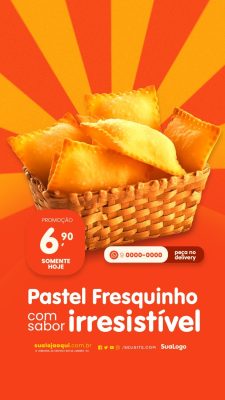 Story Pastelaria Pastel Fresquinho com Sabor Irresistível PSD Editável
