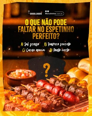 Oque Não Pode Faltar No Espetinho Perfeito PSD Editável