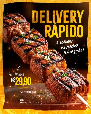 Restaurante Delivery Rápido Espetinho PSD Editável