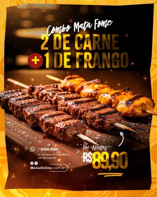 Combo Mata Fome 2 de Carne +1 de Frango PSD Editável