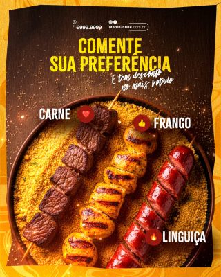 Comente Sua Preferência Espetinho PSD Editável