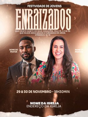 Festividade de Jovens Enraizados Flyer Cristão PSD Editável