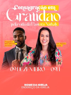 Consagração em Gratidão Evento Evangelico Data e Hora PSD Editável