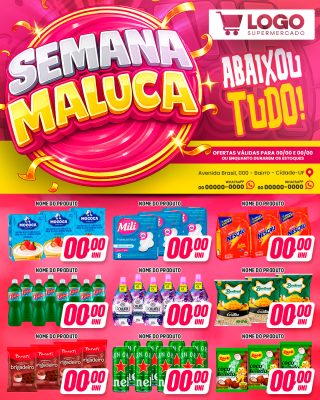 Semana Maluca Abaixou Tudo Supermercado Ofertas PSD Editável