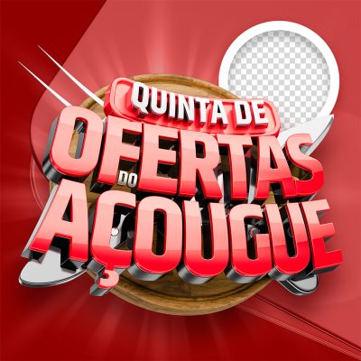 Quinta de Ofertas do Açougue Selo Promocional PSD Editável