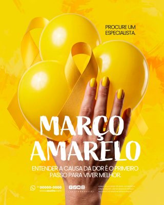 Março Amarelo Campanha de Conscientização Sobre a Endometriose Social Media PSD Editável