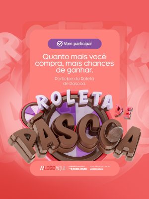 Roleta de Páscoa Vem Participar Quanto Mais Você Compra Mais Chances de Ganhar PSD Editável