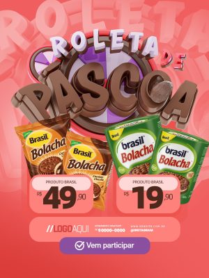 Roleta de Páscoa Ofertas Vem Participar PSD Editável
