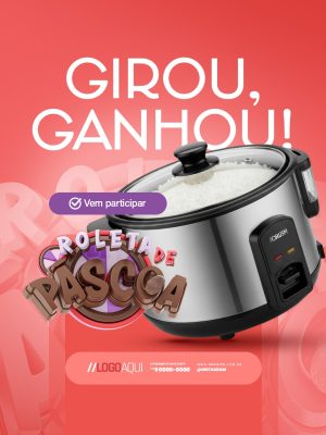 Roleta de Páscoa Girou Ganhou Vem Participar PSD Editável