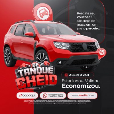 De Tanque Cheio Resgate Voucher Abasteça Grátis Estacionou Validou PSD Editável