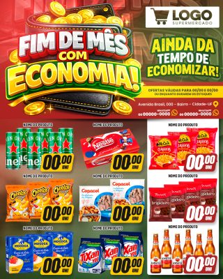 Supermercado Fim de Mês com Economia Ofertas PSD Editável