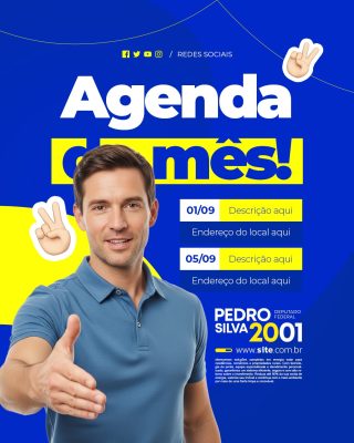 Agenda do Mês Pedro Silva Deputado Federal PSD Editável
