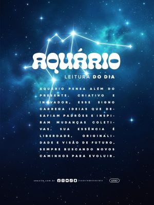 Signo Aquário Leitura do Dia Zodíaco PSD Editável
